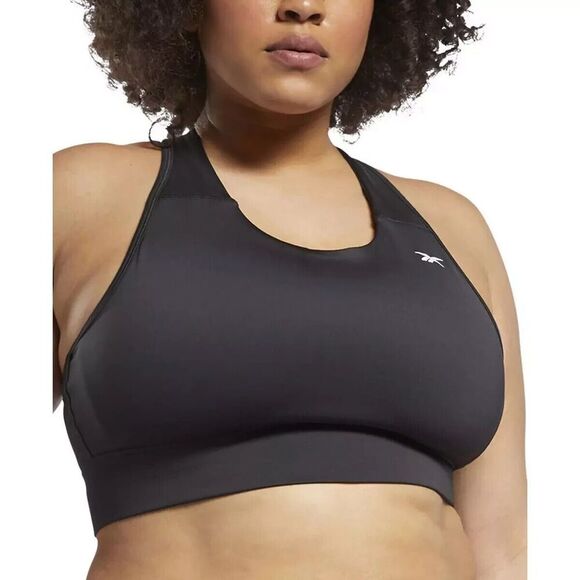 Reebok Womens Plus Size Running Sports Bra Essentials Night Black Size 2X - Picture 1 of 5